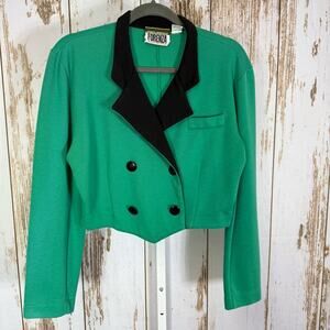 Forenza, Women's Teal and Black Cropped Blazer. Size Medium. Good used condition